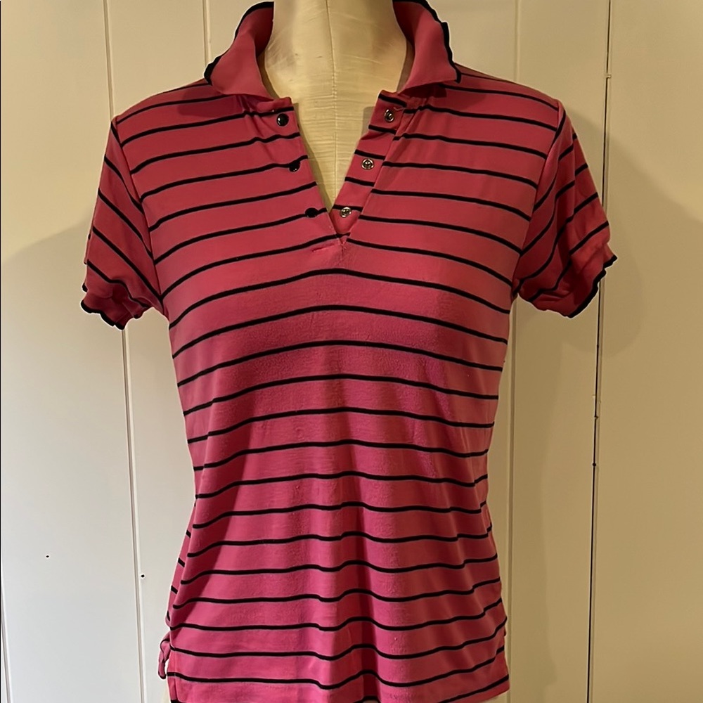 Vintage Carreau Striped Pink Polo Shirt
